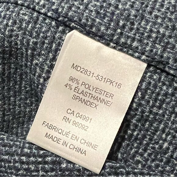 Lila Rose Blue Black Print Stretch 1/4 Button Popover Shirt Dress Academia 8 M - Picture 11 of 12